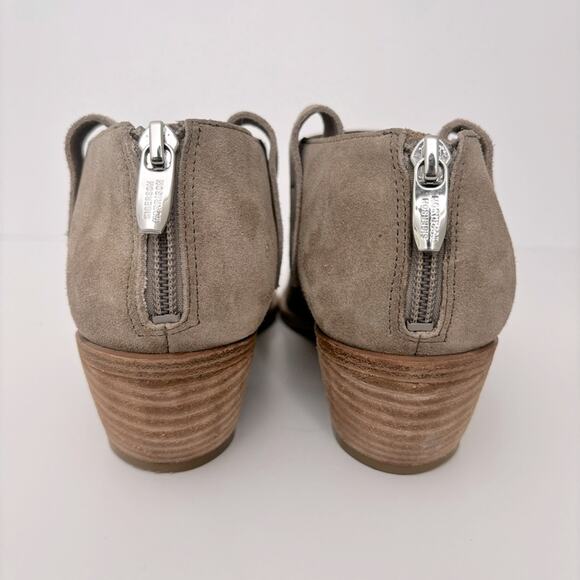 Sigerson Morrison Taupe Suede Leather Pointed Toe ankle Block Heel Boots Sz 7.5 - Picture 10 of 10